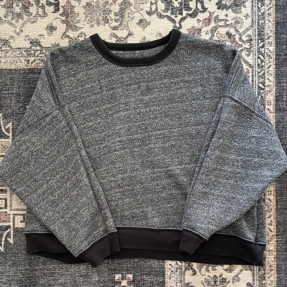 THE GREAT. Charcoal Grey/Black Crewneck Sweater Size 2